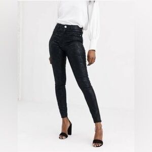 Lipsy Snake Print Skinny Jean in Black